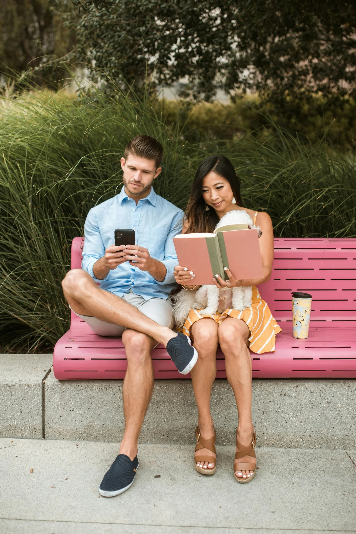 A couple planning a trip together